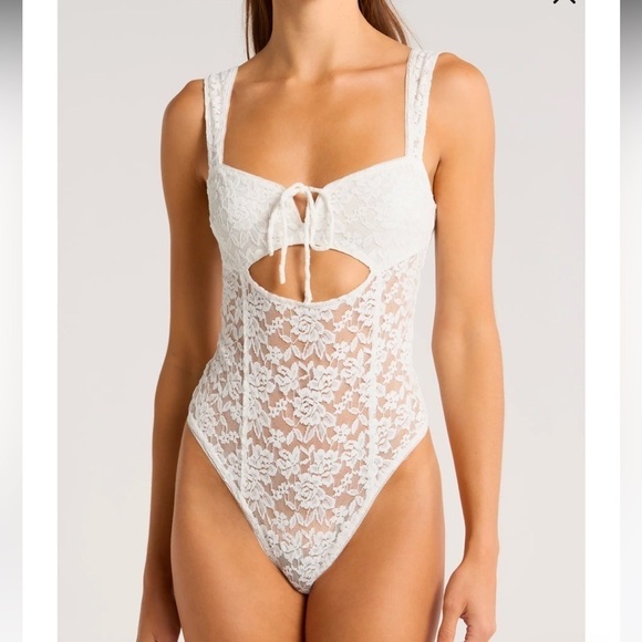 NWT Free People Intimately FP Strike a Pose Lace Bodysuit white - Picture 1 of 16